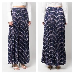 Altuzarra Sif Printed Crepe Pleated Maxi Skirt In Berry Blue Size 14